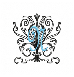 Monogram N Embroidery Design