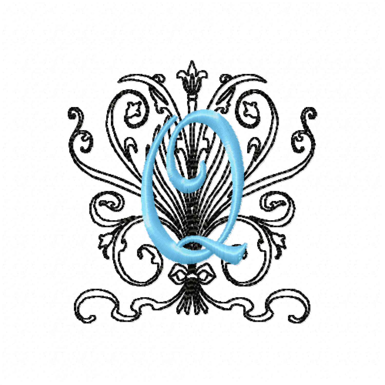 Monogram Q Embroidery Design