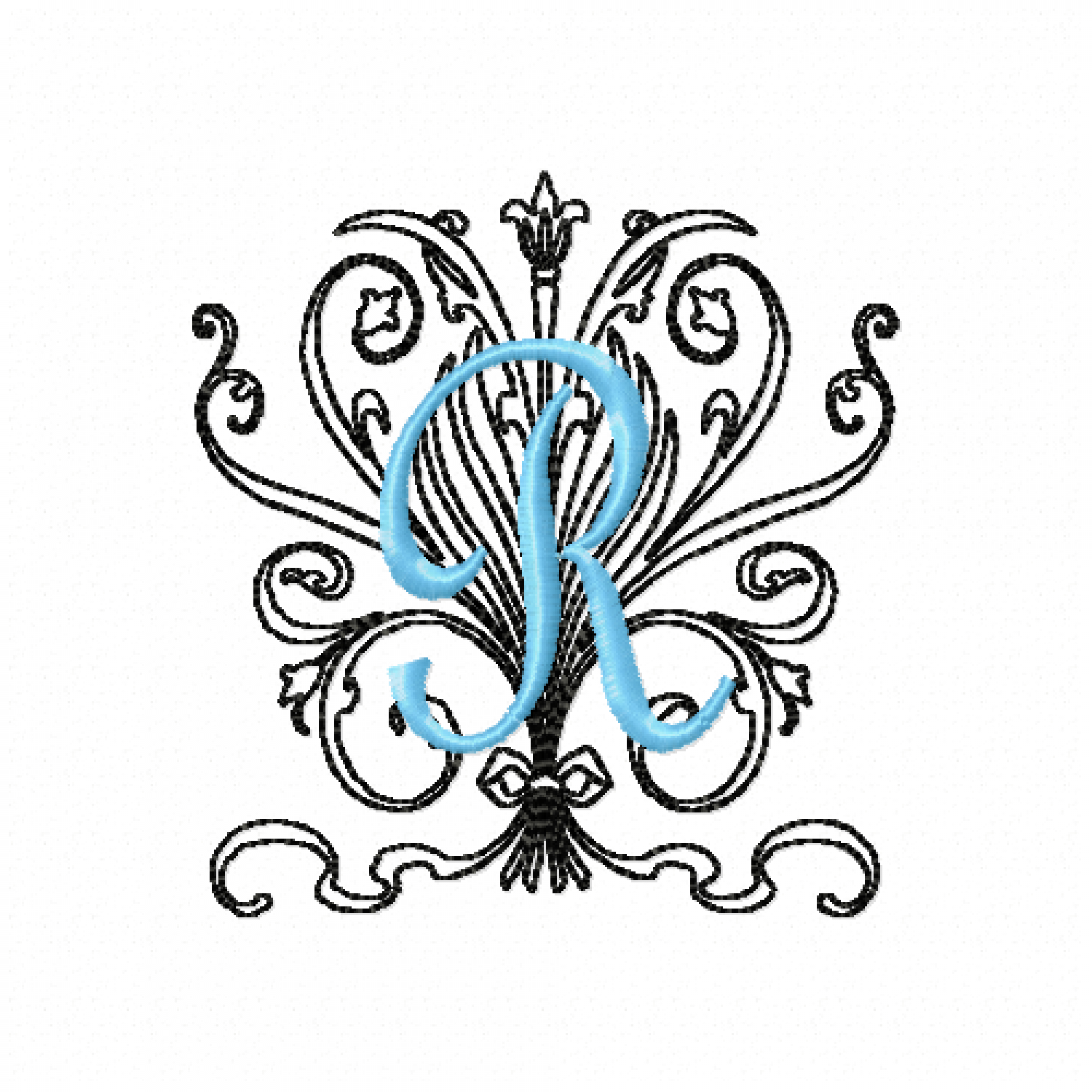 Monogram R Embroidery Design