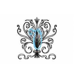 Monogram V Embroidery Design