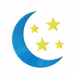 Moon and Stars Embroidery Design