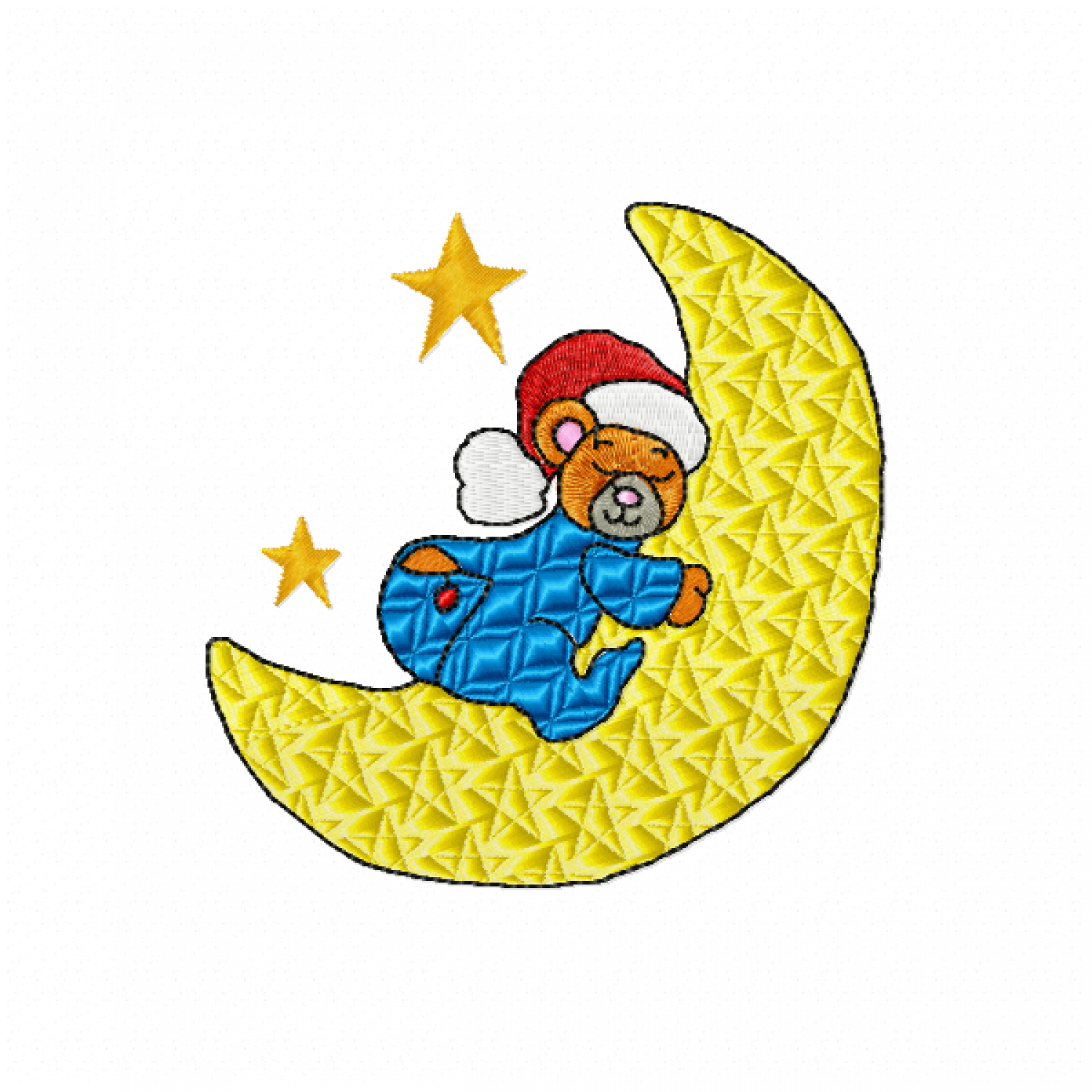 Sleeping Bear Moon Embroidery Design