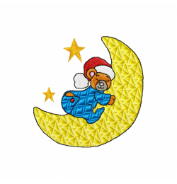 Sleeping Bear Moon Embroidery Design