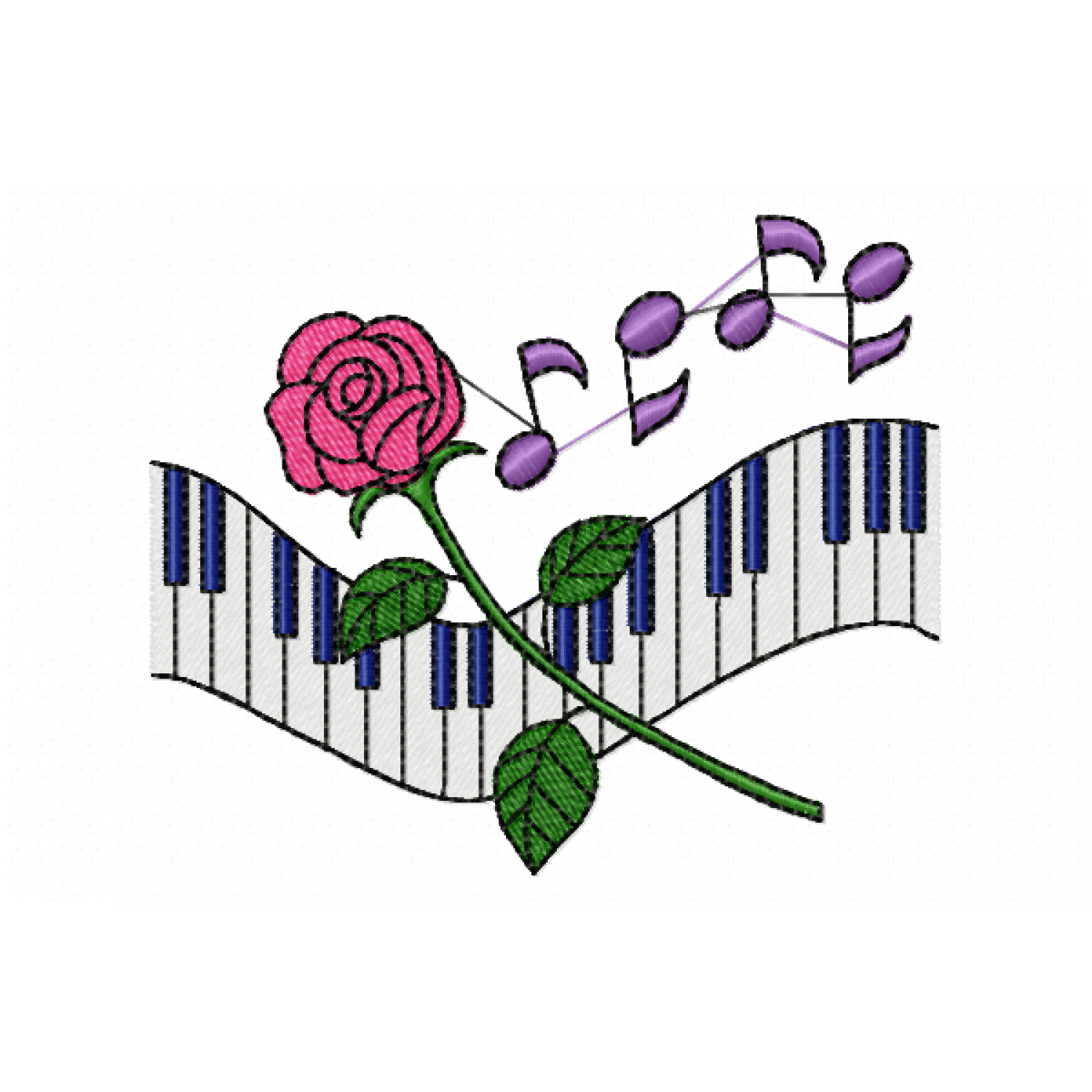 Free Music Rose Embroidery Design 4×4