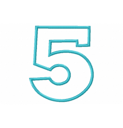 Number 5 Birthday Applique Embroidery Design Free 4x4