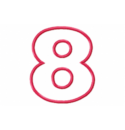 Number 8 Birthday Applique Embroidery Design Free 4x4