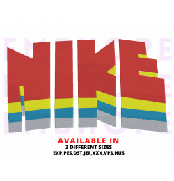 Colorful Sport Style Embroidery Design 3 Sizes