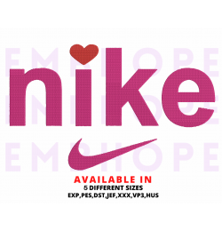 Heart Sport Style Embroidery Design 5 Sizes