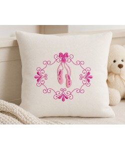 Pink Ballet Shoes Embroidery Design for Baby Clothes