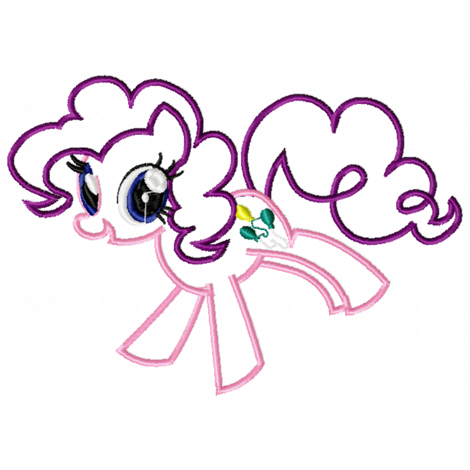 Cartoon Pony Embroidery Design 5x7