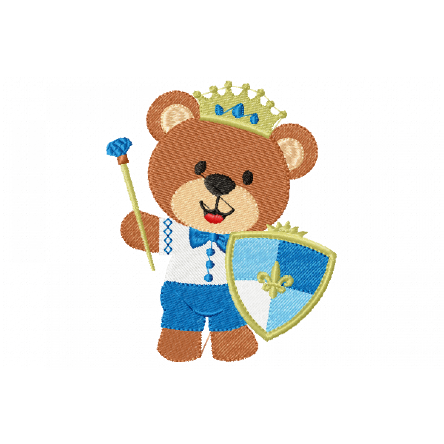 Prince bear Embroidery Design