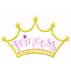 Princess Crown Embroidery Design 5x7 