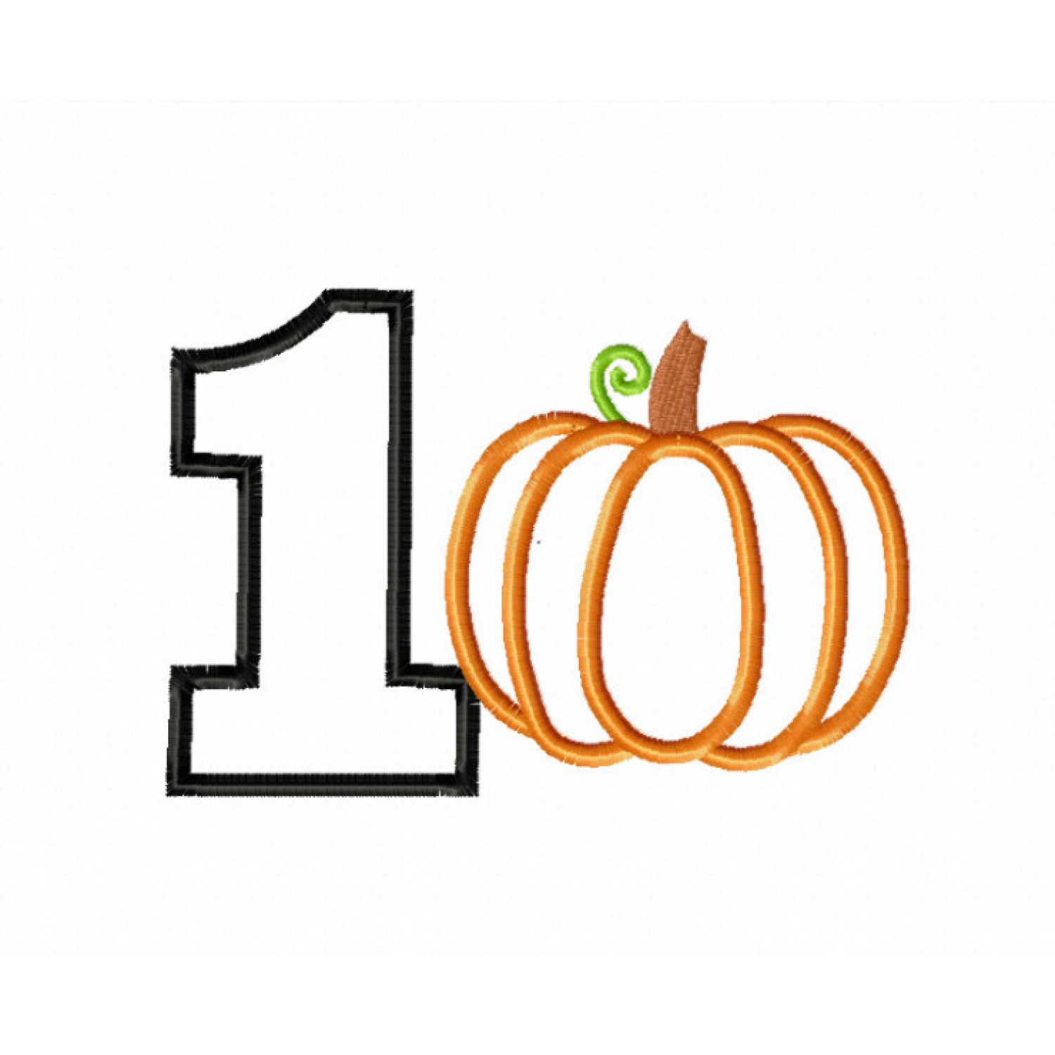 Pumpkin Birthday Number 1 Embroidery Design 5x7