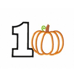 Pumpkin Birthday Number 1 Embroidery Design 5x7