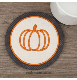 Pumpkin Mug Rug ITH Embroidery Design Pumpkin Mug Rug ITH Embroidery Design