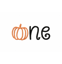 Pumpkin First Birthday ONE Embroidery Design 4x4