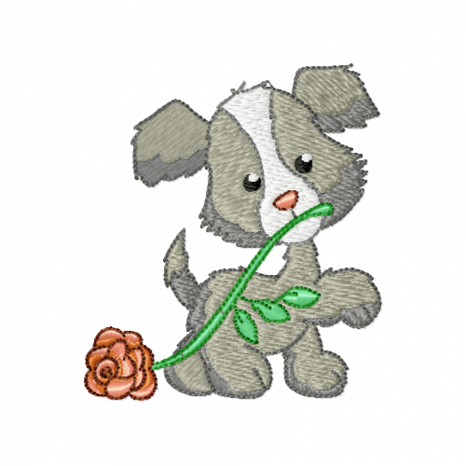 Free Puppy With Rose Embroidery Design 4x4