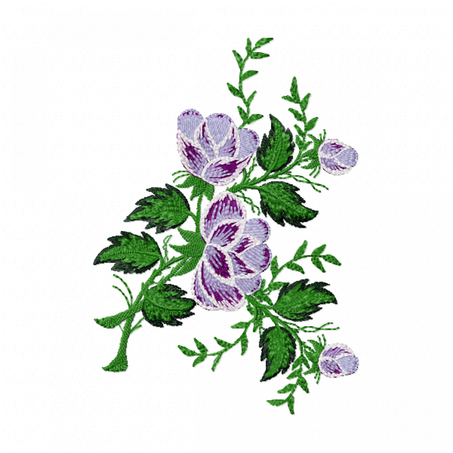 Purple Flower Embroidery Design Free 5x7
