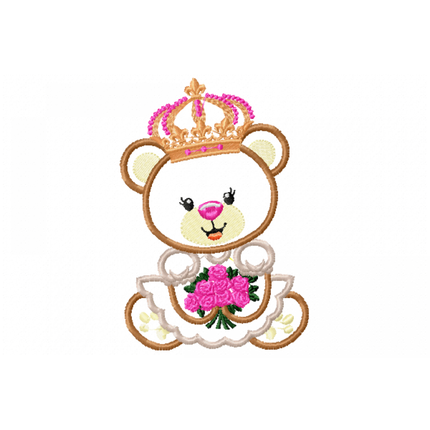 Queen Bear Girl Embroidery Design