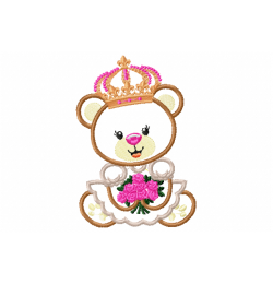 Queen Bear Girl Embroidery Design