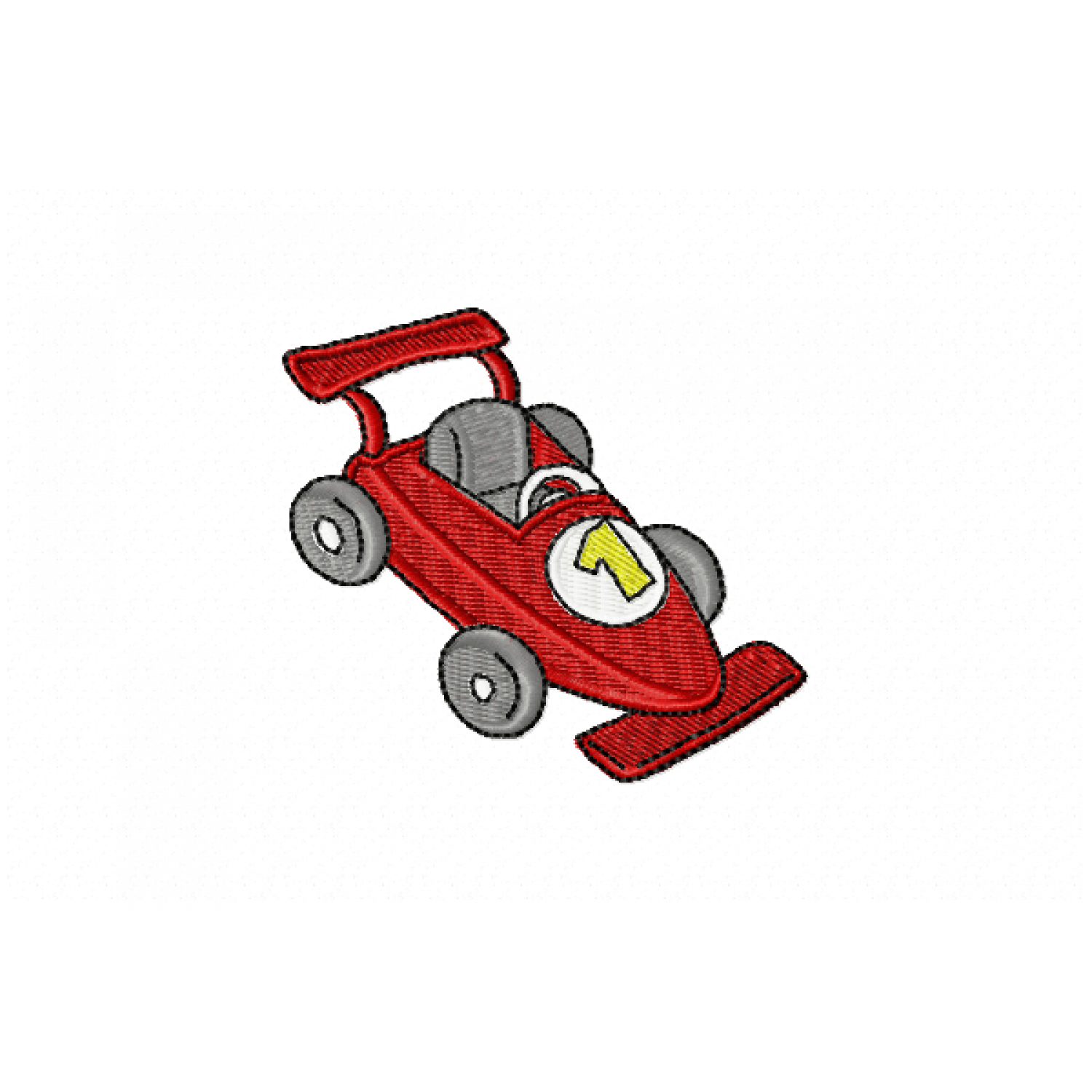 Cute Cartoon Race Car Embroidery Design 4x4