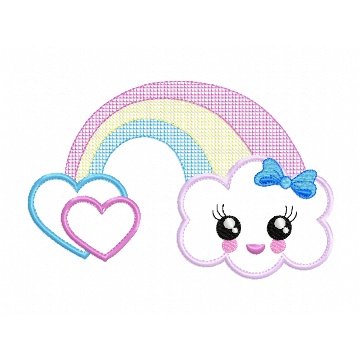 Rainbow cloud Embroidery Design