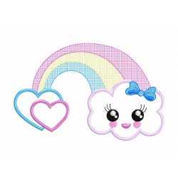 Rainbow cloud Embroidery Design
