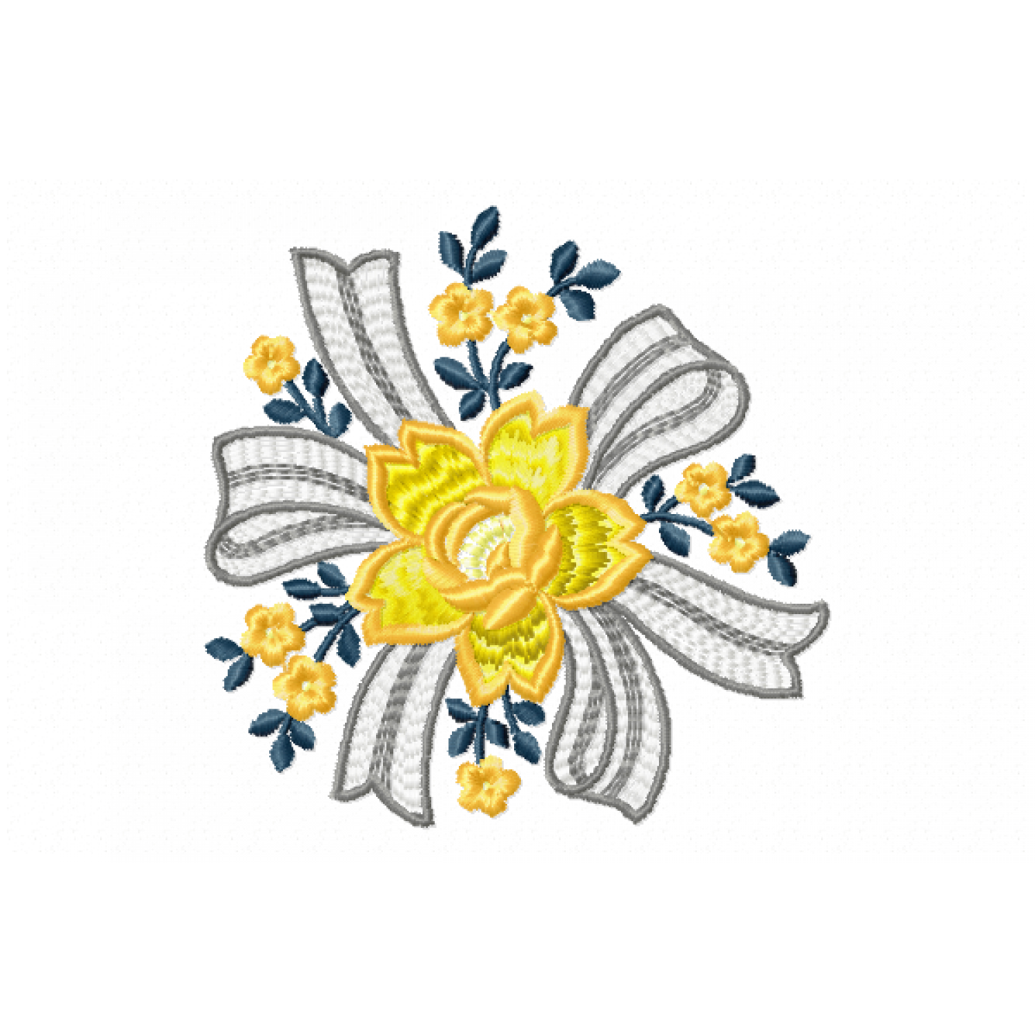 Floral Ribbon Embroidery Design