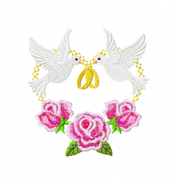 Free Doves with Rings Embroidery Design