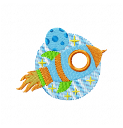 Cute Rocket Embroidery Design