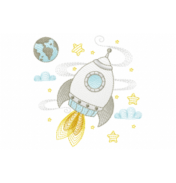 Cute Rocket Embroidery Design