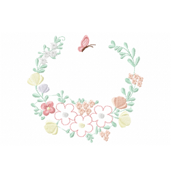 Floral Wreath Embroidery Design