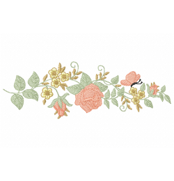 Rose branch Embroidery Design