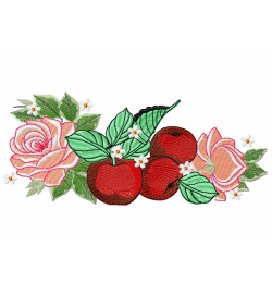 Free Roses and fruits Embroidery Design 6x10