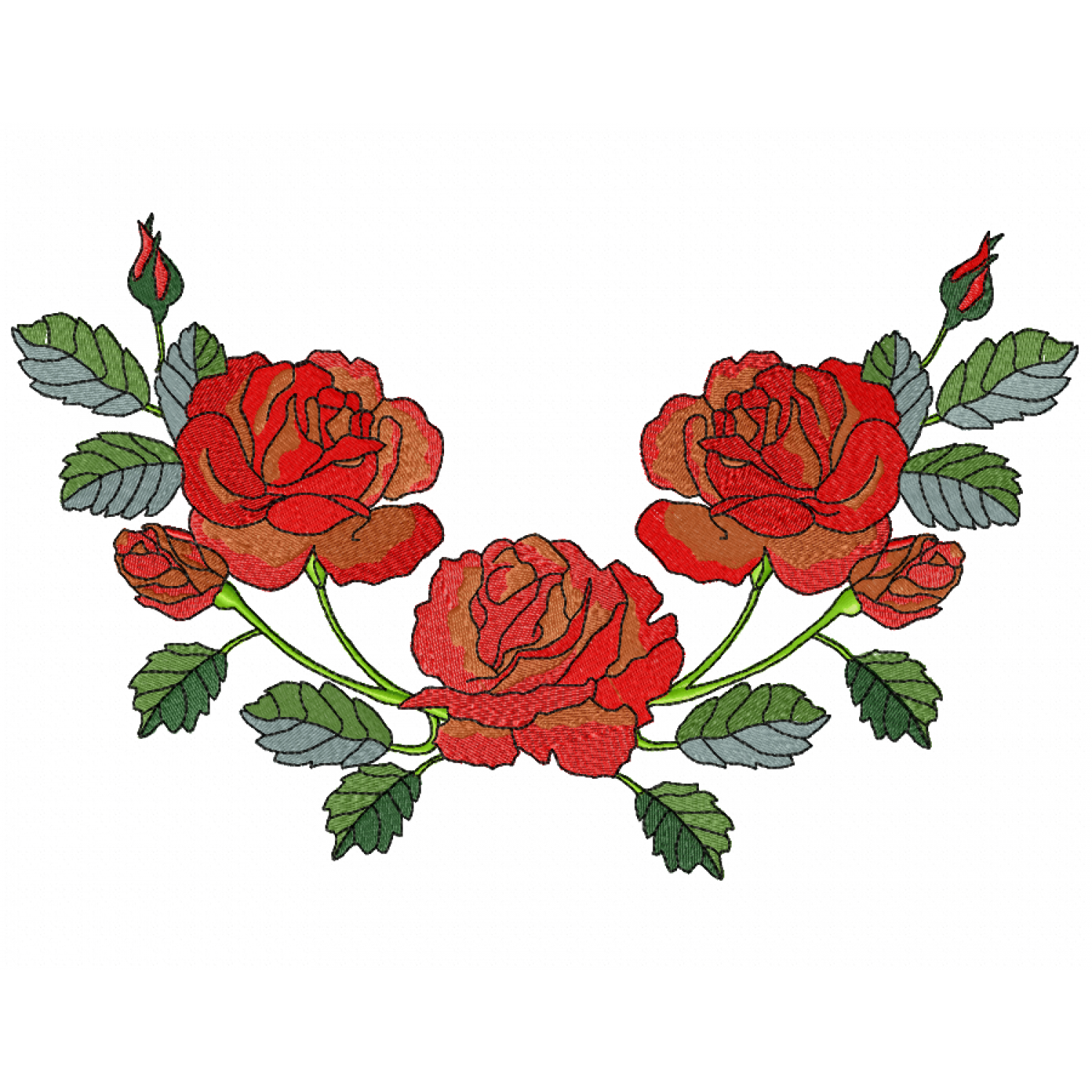 Roses red Embroidery Design