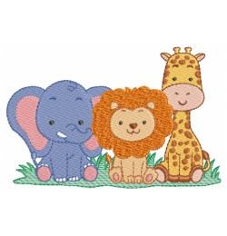 Cute Safari Animals Trio Embroidery Design