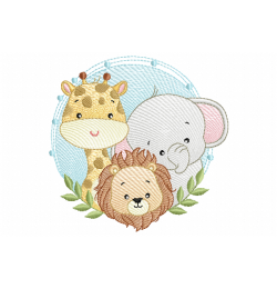 Safari Animals Embroidery Design 3 sizes
