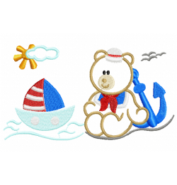 Sailor Bear Anchor Embroidery Design Sailor Bear Anchor Embroidery Design