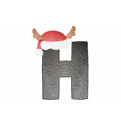 Santa Letter H Monogram Embroidery Design