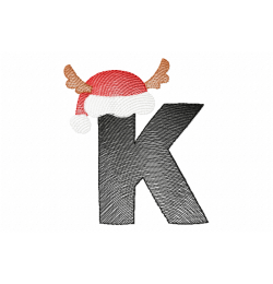 Santa Letter K Monogram Embroidery Design