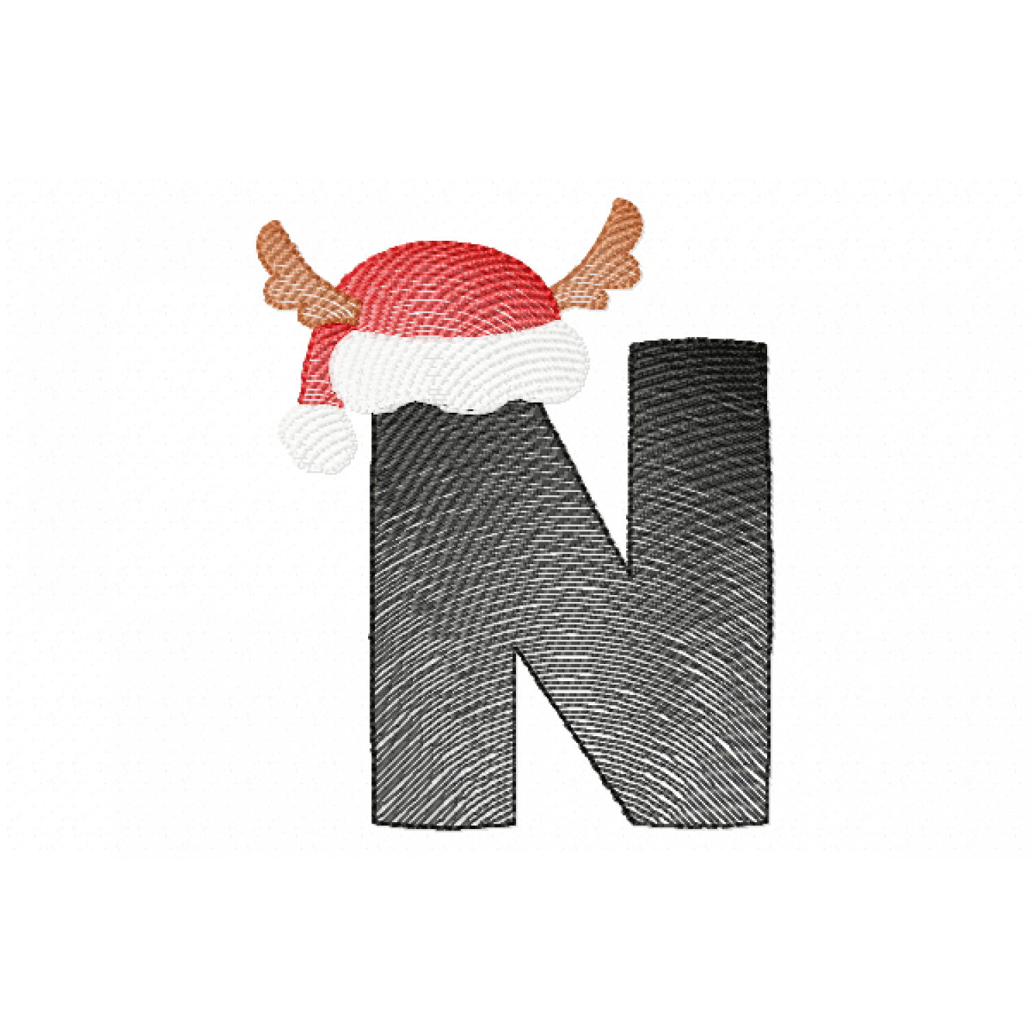 Santa Letter N Monogram Embroidery Design