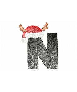 Santa Letter N Monogram Embroidery Design