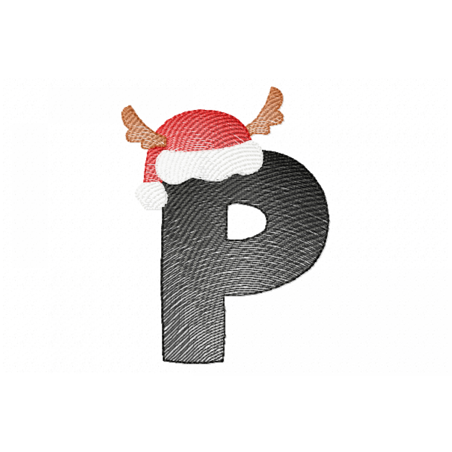 Santa Letter P Monogram Embroidery Design
