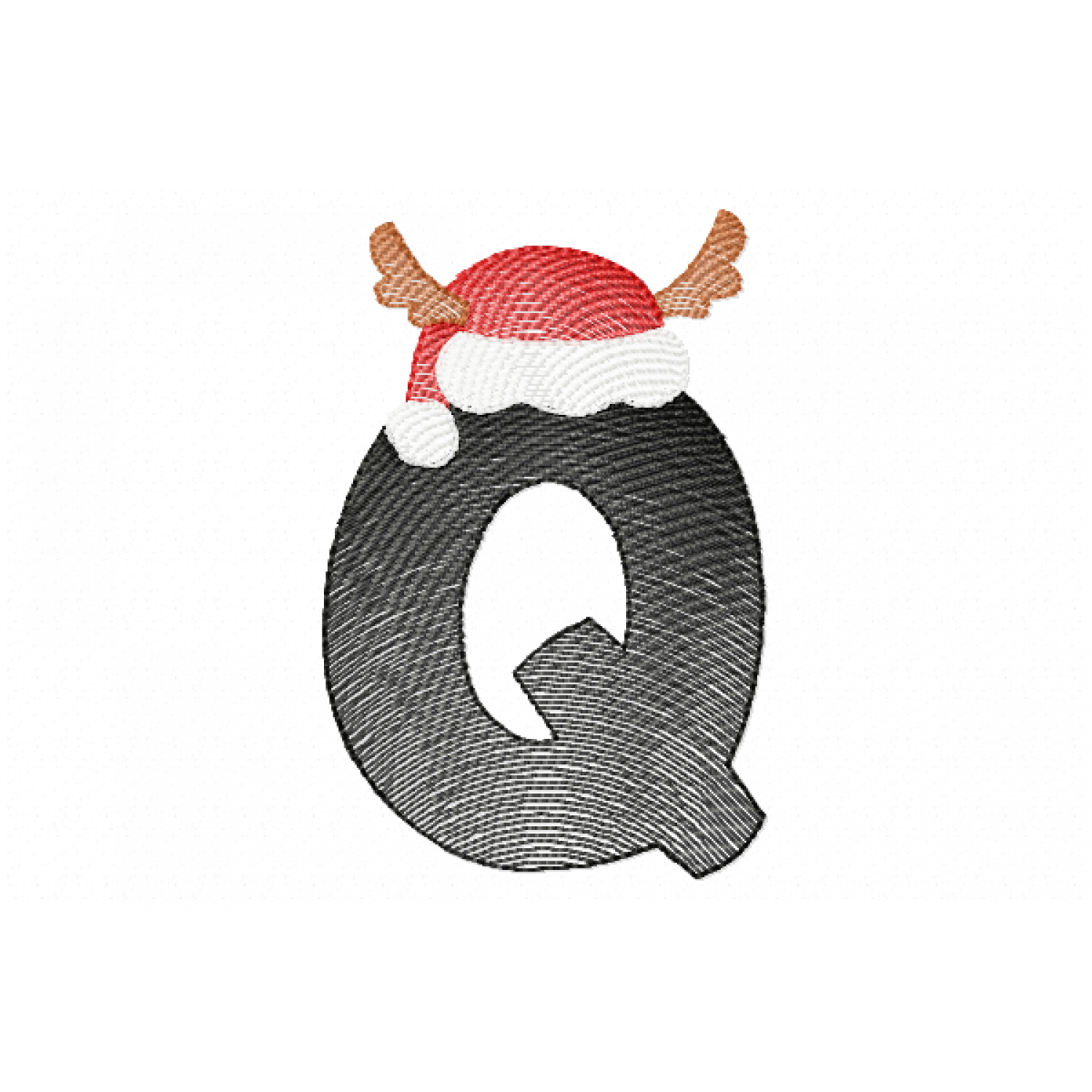 Santa Letter Q Monogram Embroidery Design