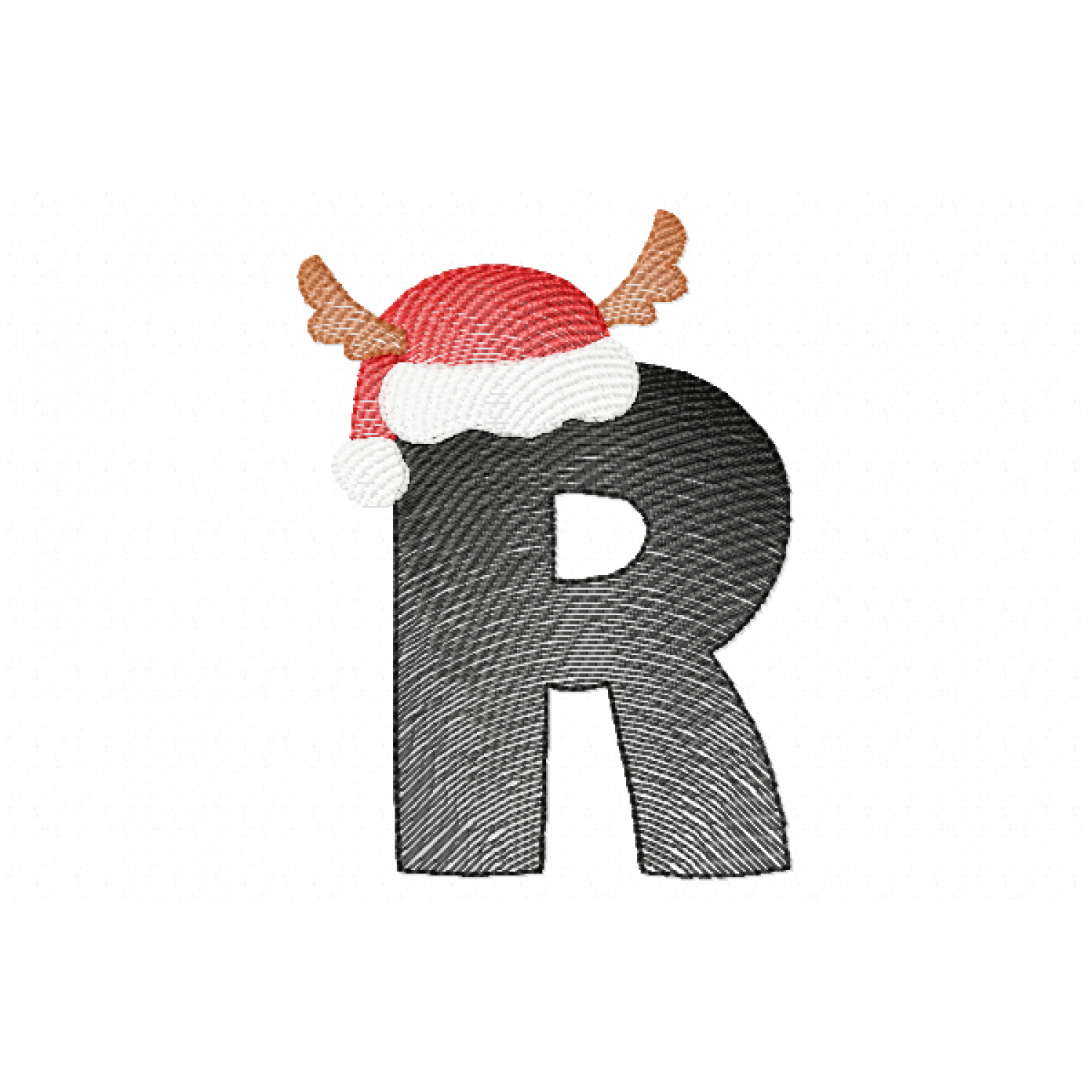 Santa Letter R Monogram Embroidery Design