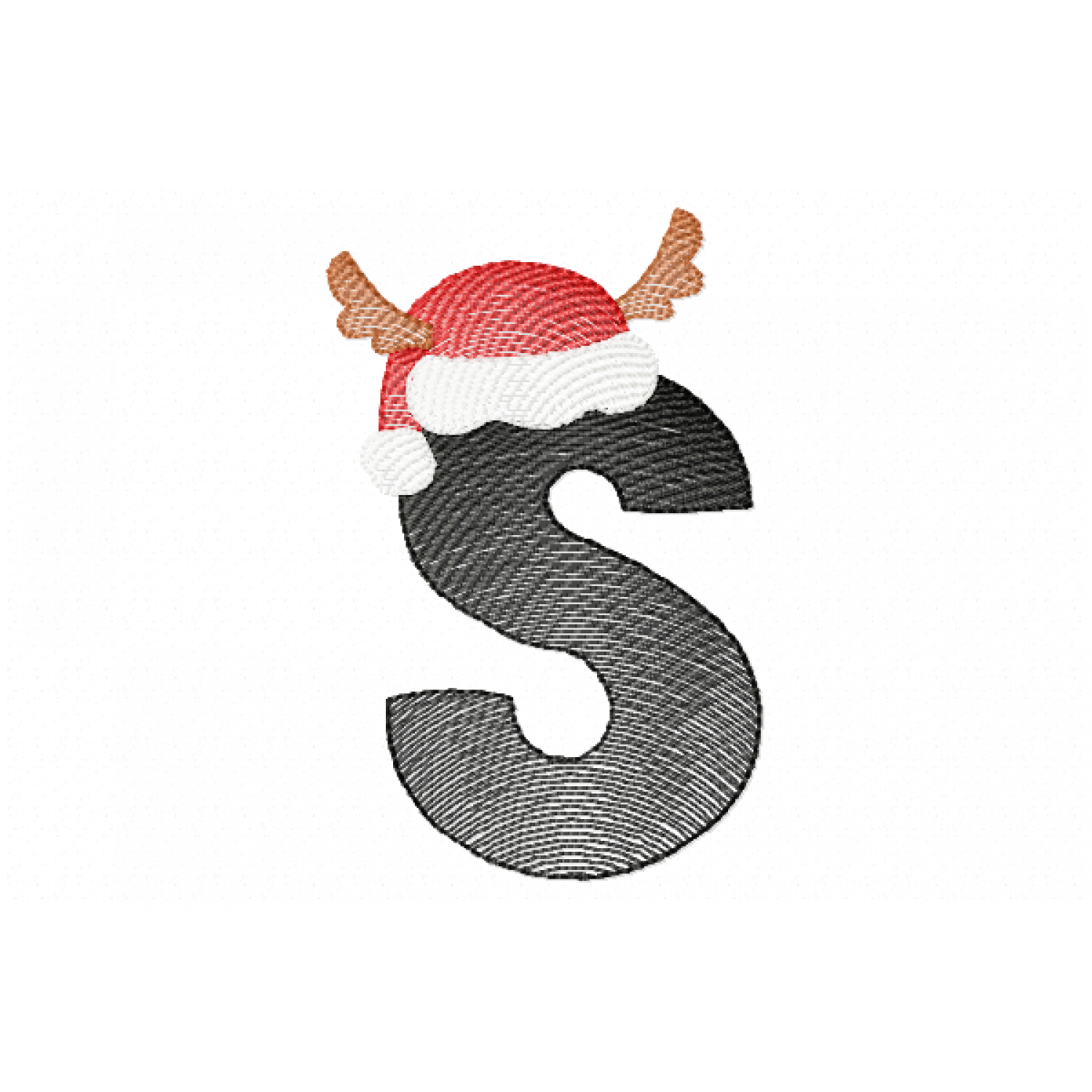 Santa Letter S Monogram Embroidery Design