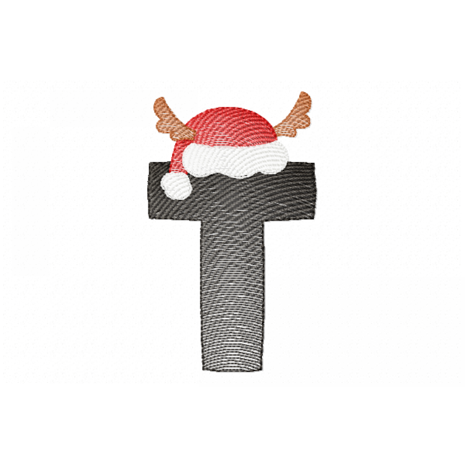 Santa Letter T Monogram Embroidery Design