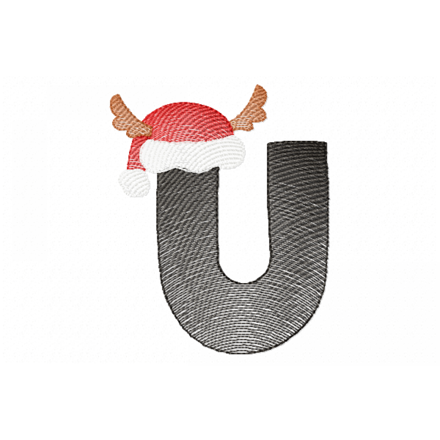 Santa Letter U Monogram Embroidery Design