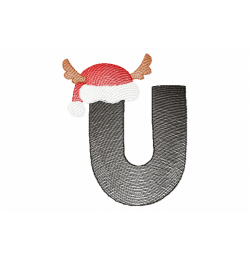 Santa Letter U Monogram Embroidery Design