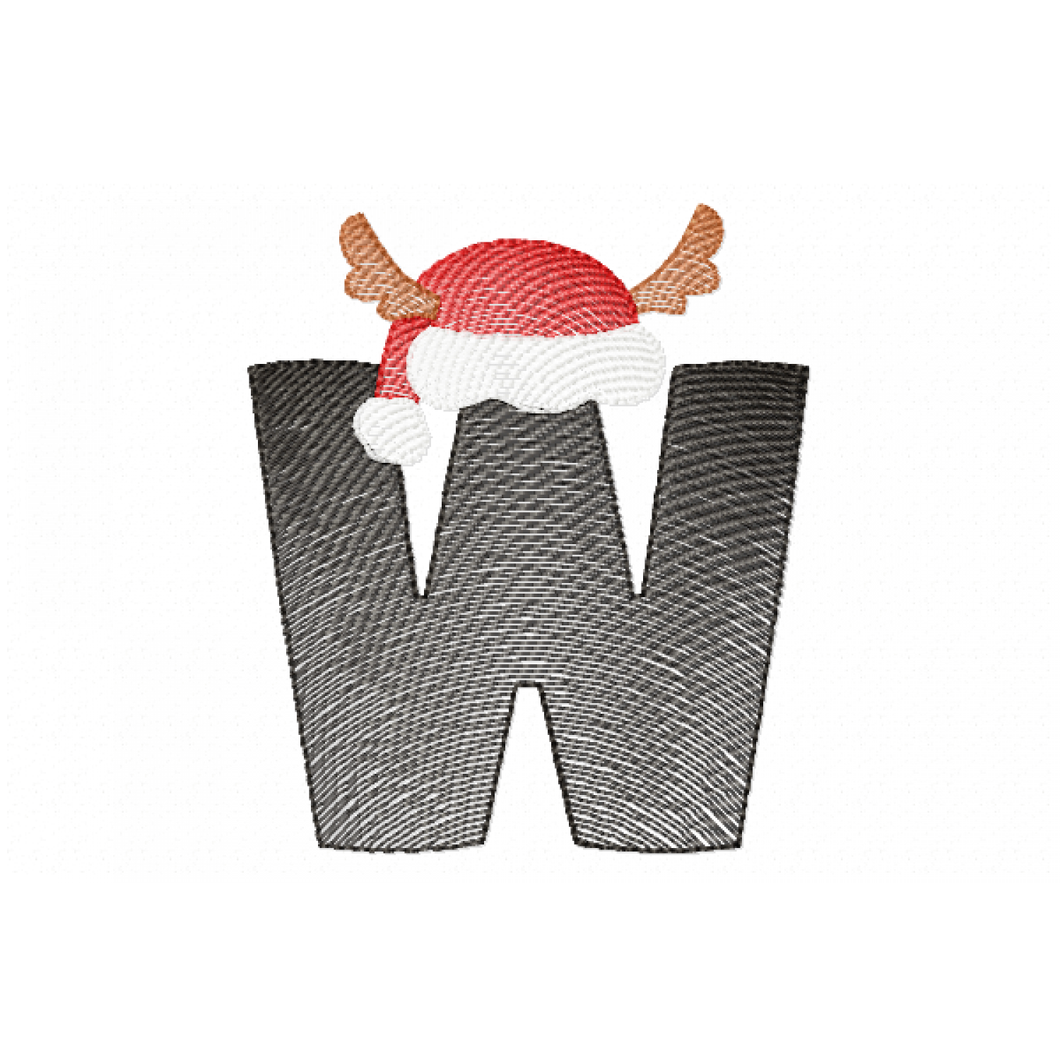 Santa Letter W Monogram Embroidery Design